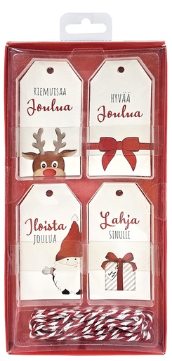[2070] Gift tag set Joulu punainen 20pcs