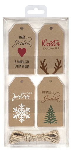 [2072] Gift tag set Joulu uusioruskea 20pcs