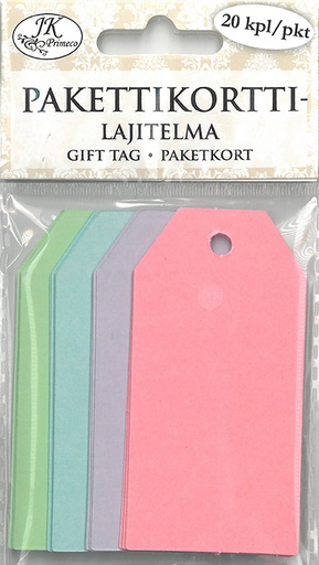 [2075] Gift tag assortment 4 x 8cm pastel 20pcs