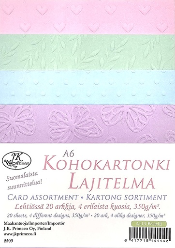 [4114] Embossed card assortment A6 pastel 20pcs