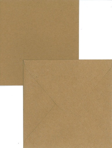[2097] Folded card + envelope square recycled brown 5pcs+5pcs