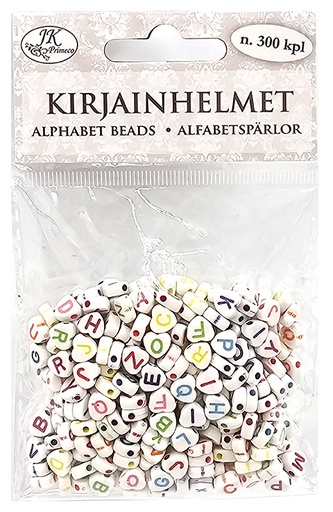 [4614] Kirjainhelmet Sydän valkoinen/värikäs 300kpl