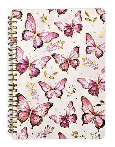 [6656] Notebook A5 Butterflies pink 160 pages (80 sheets)