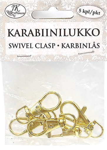 [6857] Karabiinilukko 3,5cm kulta 5kpl