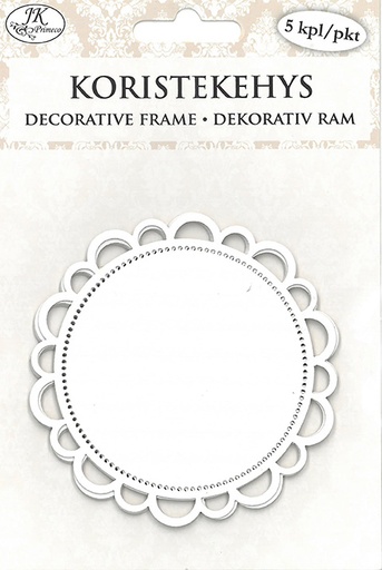 [6997] Decorative frame round white 5pcs