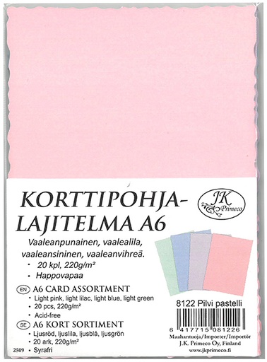 [8122] Korttipohjalajitelma A6 Pilvi pastelli 20kpl