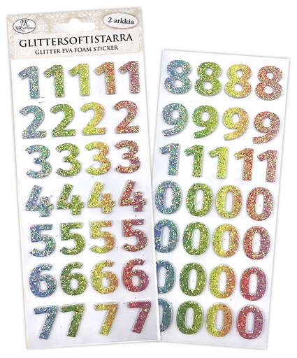 [8969] Glitter eva foam sticker Numbers pastel 2 sheets