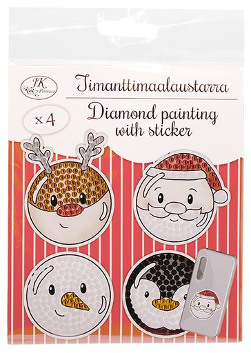 [2023] Diamond painting with sticker Christmas characters round 4pcs