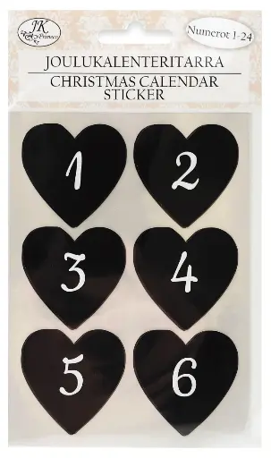 [2313] Christmas calendar sticker Heart black 4 sheets
