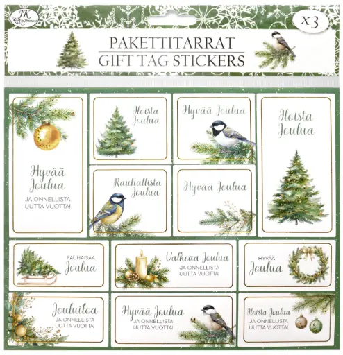 [3311] Pakettitarra Joulu kultafolio vihreä 3ark
