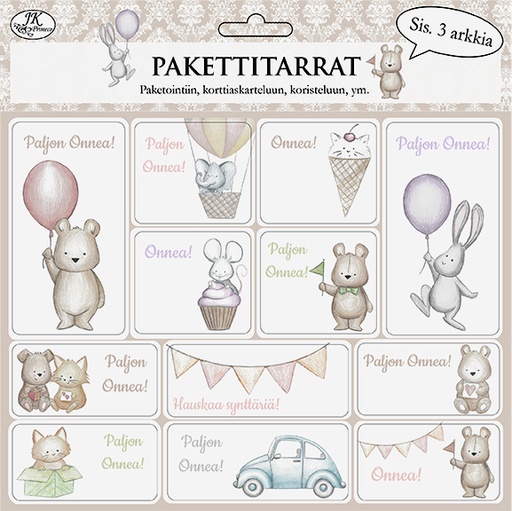 [2165] Gift tag sticker Pehmolelut 3pcs