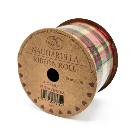 [3515] Ribbon roll 5cm x 2m Square red/green