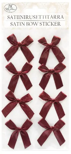 [3606] Satin bow sticker dark red