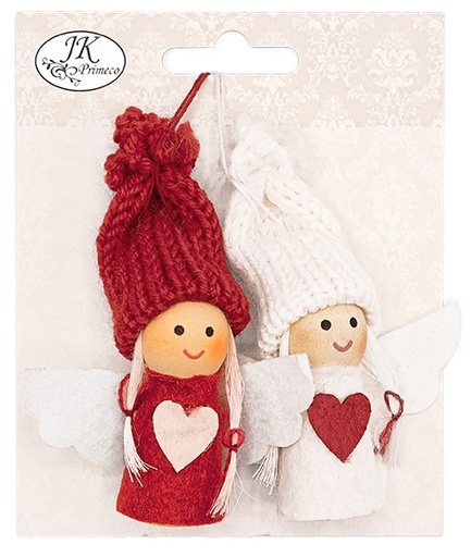 [3999] Decorative angels Heart red/white 2pcs