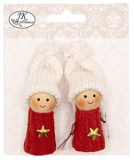 [4012] Decorative Christmas gnomes Velvet red/white 2pcs