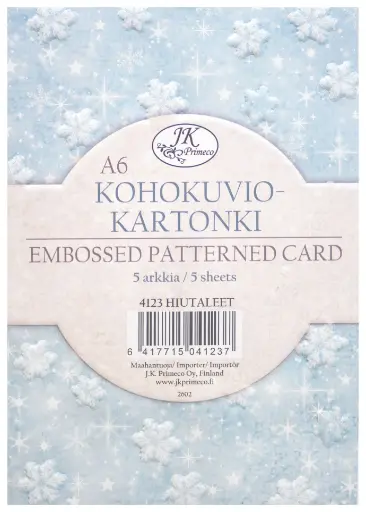 [4123] Embossed patterned card A6 Snowflakes 5st