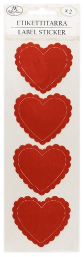 [4169] Label sticker long Heart red 2 sheets