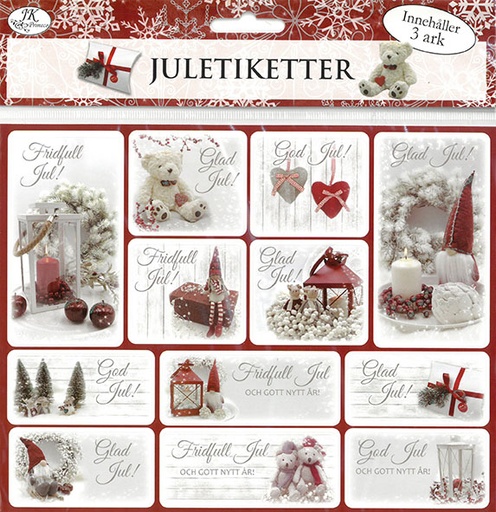 [2174] Gift tag sticker Deco röd 3pcs