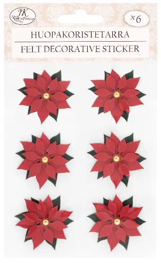 [4191] Felt decorative sticker Poinsettias 6pcs