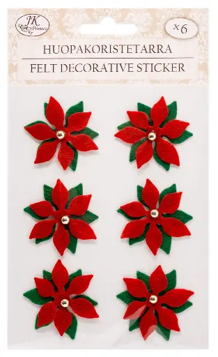 [4191] Felt decorative sticker Poinsettias 6pcs