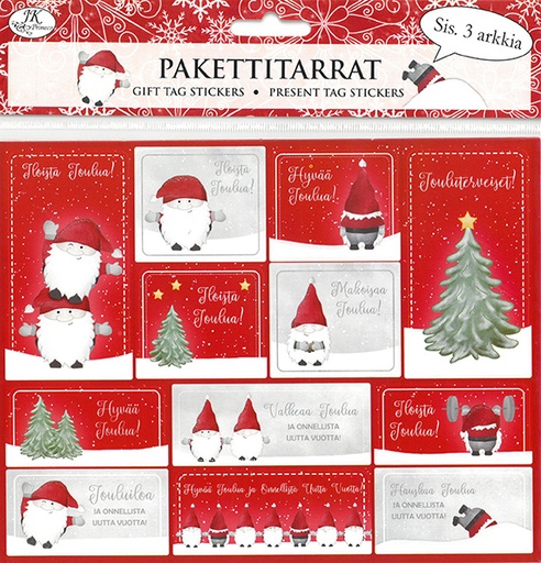 [2175] Gift tag sticker Hauskat tontut 3pcs