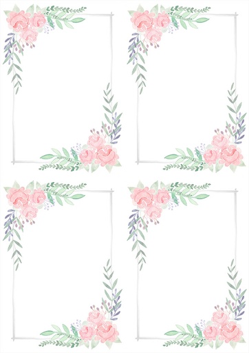 [2274] Decorative paper A4 Flora frame 5pcs