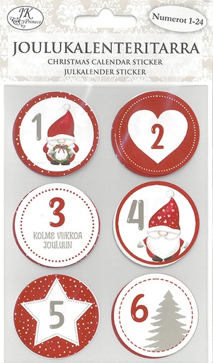 [2305] Christmas calendar sticker punaharmaa 4 sheets