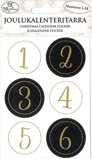 [2308] Christmas calendar sticker black/gold 4 sheets