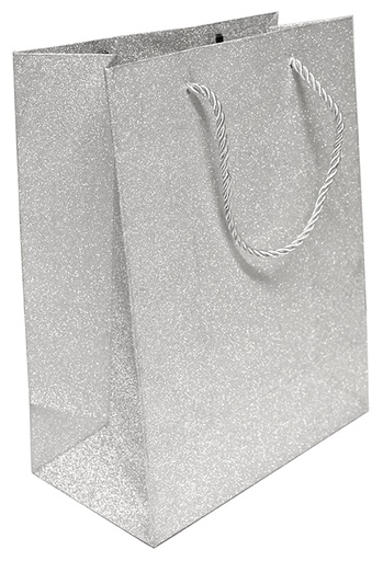 [2405] Glitter gift bag M silver