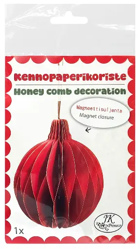 [6721] Honeycomb paper decoration Christmas ball red