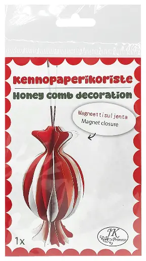 [6722] Honeycomb paper decoration Candy red/white