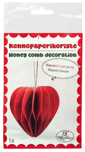 [6723] Honeycomb paper decoration Heart red