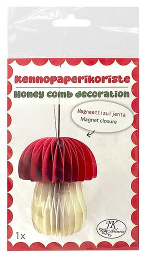 [6724] Honeycomb paper decoration Mushroom red/white