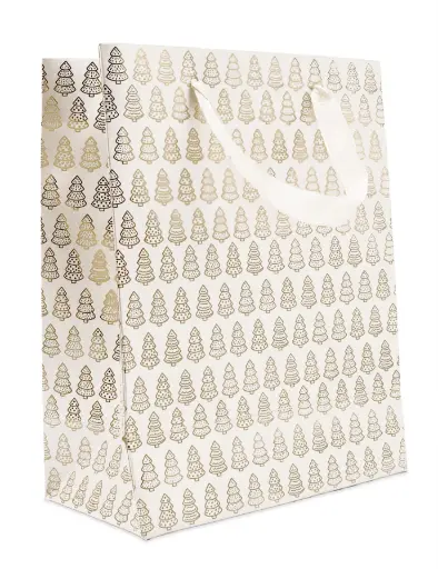 [7324] Gift bag M Spruce gold foil white