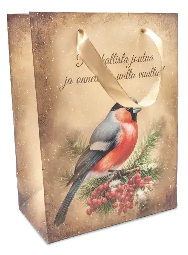 [7326] Gift bag M Punatulkku ja teksti