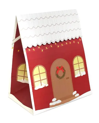 [7341] Gift bag with velcro closure S House dark red