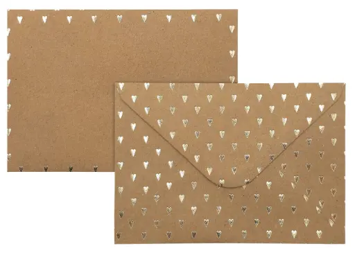 [7694] Foil envelope C6 Heart gold recycled brown 10pcs
