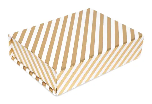 [8723] Gift box S Stripe gold foil white