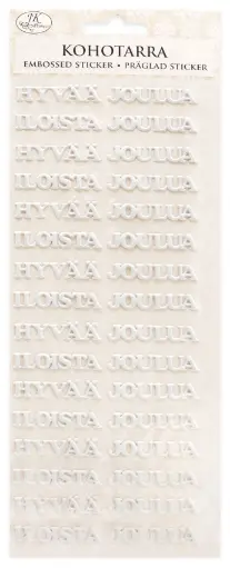 [8997] Embossed sticker Hyvää joulua valkoinen