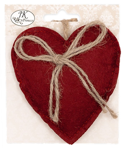 [9876] Felt decoration Heart dark red
