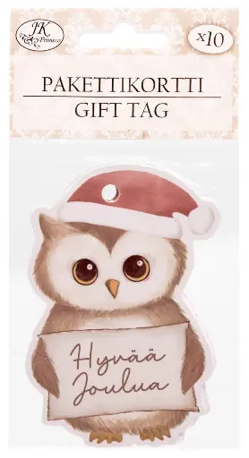[5194] Gift tag Pöllö jouluteksti 10pcs