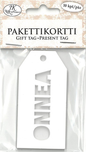 [2598] Gift tag Onnea valkoinen 10pcs