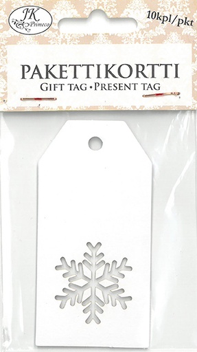 [2603] Gift tag Snowflake white 10pcs
