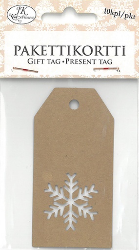 [2604] Gift tag Snowflake recycled brown 10pcs