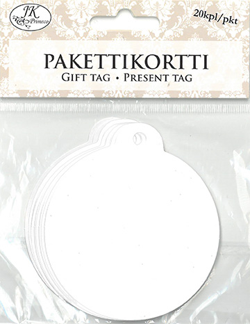 [2605] Gift tag Christmas ball white 20pcs