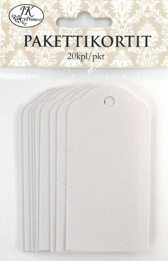[2613] Gift tag 4 x 8cm white 20pcs