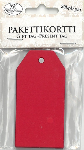 [2617] Gift tag 4 x 8cm red 20pcs