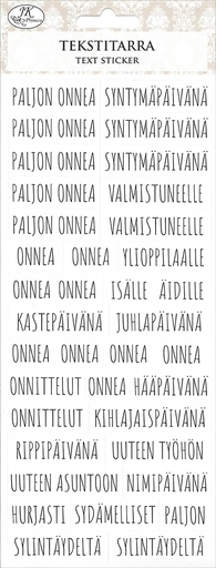 [2644] Text sticker Onnittelut valkoinen