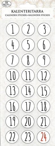 [2650] Christmas calendar sticker mustavalkoinen