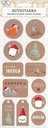 [2656] Pattern sticker Tonttu ja teksti natur